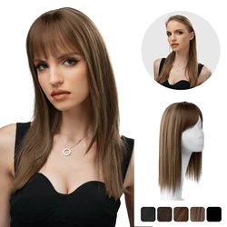 One Piece Synthetic Hair Toupee Fiber Hairpiece For Women Clip In Bangs Extension Wig Lady Fake Natural Invisible Topper C8