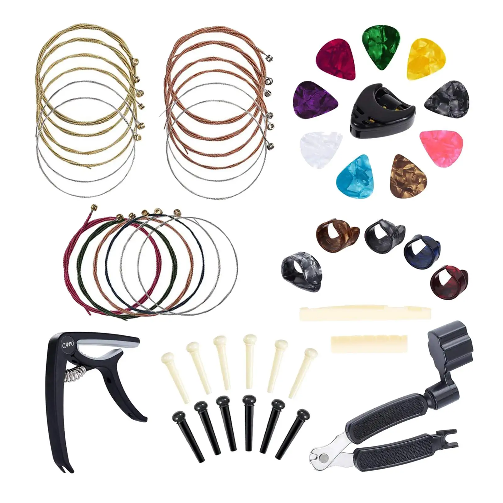 49pc Guitar Maintanence Accessories Guitar Strings Picks Thumb Paddles