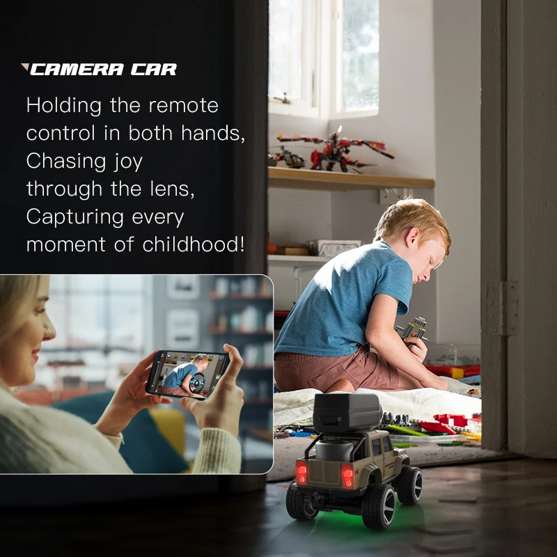 KF32 1:64 RC Mini Climbing Alloy Video Car With LED Light  and HD Camera Radio Remote Control Vehicle Toy for Kids Best Gift