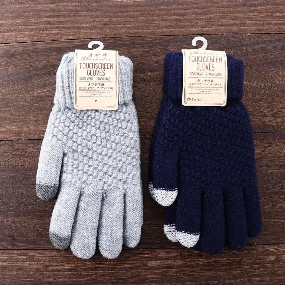 

Fitness Sensory Full Mittens Solid Girl Screen Woolen Wrist Winter Guantes Warm Women Touch Gloves