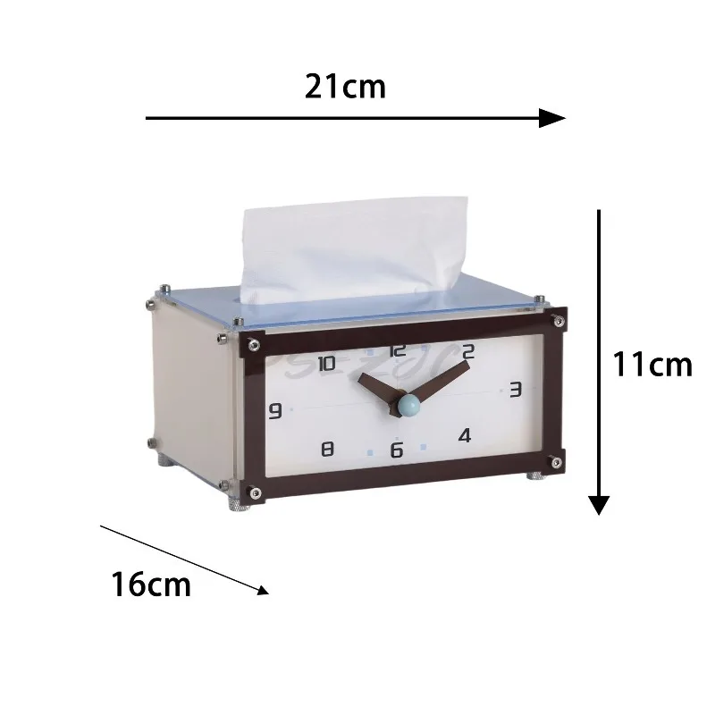 High Aesthetic Desktop Clock Bedside Creative Tissue Box Ornament Clock Time Ornament