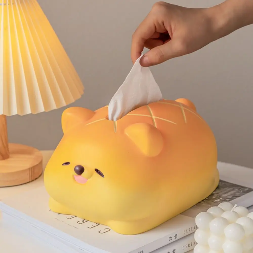 Boîte à mouchoirs créative Anti-chute pour chien, chignon d'ananas, boîte en papier décorative à collectionner, modèle de chien de dessin animé en résine, décoration de la maison
