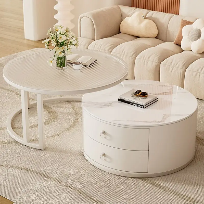 Notebook Modern Coffee Table Waterproof Minimalist Drawers Storage Coffee Table Oval Luxury White Mesa Centro Salon Furnitures