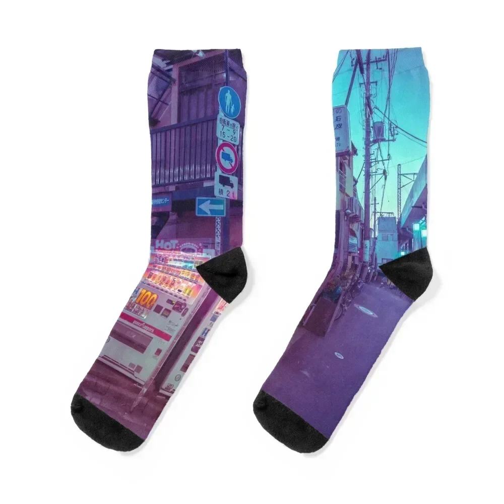 

Japanese Vending Machine at dawn in Tokyo Streets Socks Stockings compression luxe sport summer Mens Socks Women's