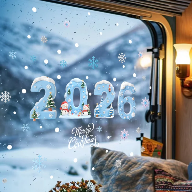 Macaron Color Series New Christmas Static Cling Home Decoration Glass Window Sticker Self-Adhesive Removable