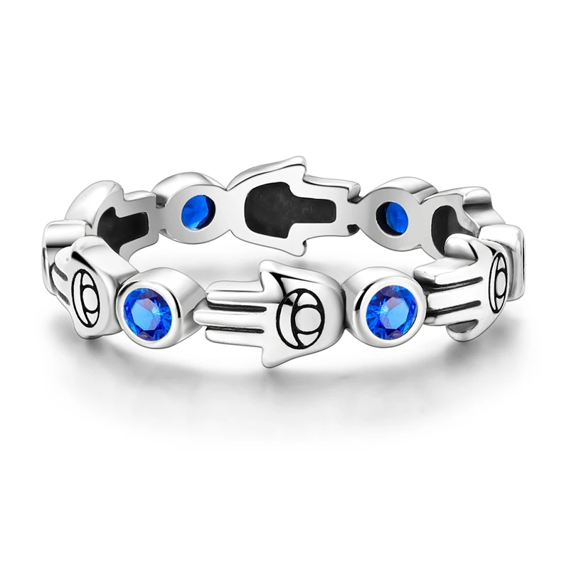 2026 New 925 Sterling Silver Hamsa Style Hand Ring For Women Fashion Exquisite Birthday Anniversary Jewelry Gifts