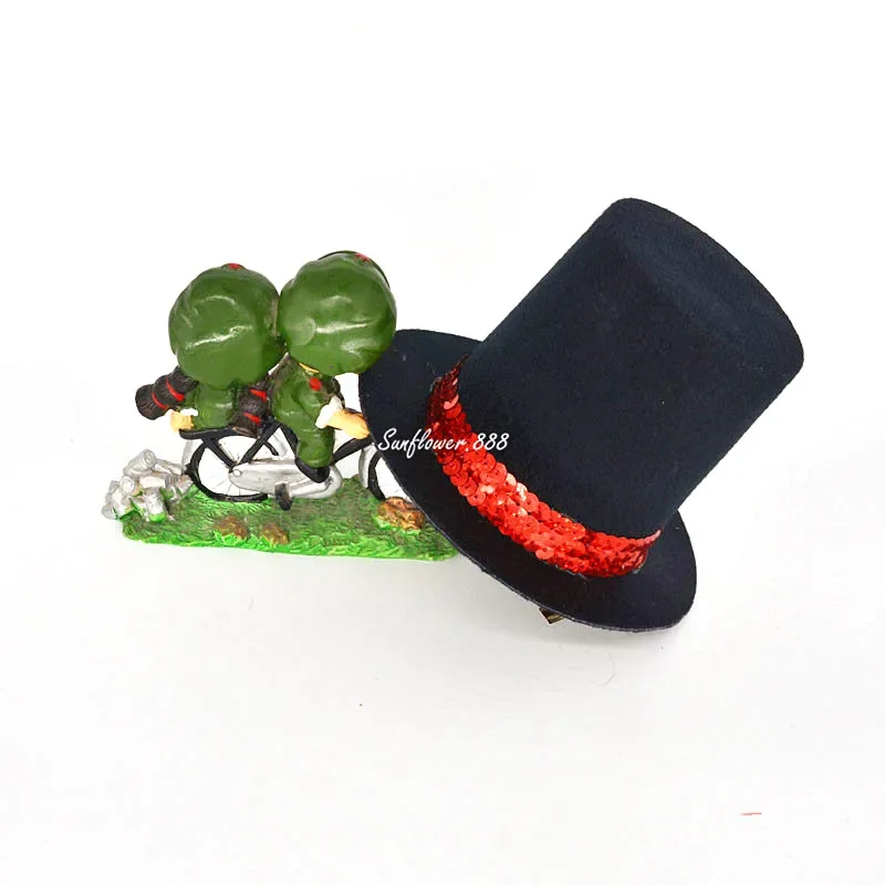 Cappelli da tè neri per ragazze donne Mini cappello a cilindro con paillettes Fascinator decorativo per capelli Barrette Hairpin Costume accessorio