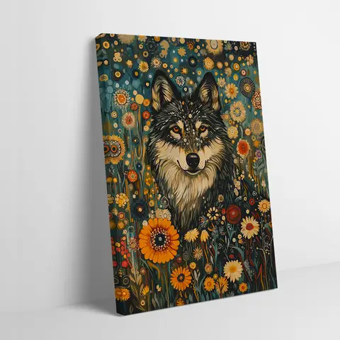 Wolf in Flowers Printing Poster Customizable Pictures Wall Art Canvas Painting Gift for Aesthetic Room Decor Bedroom Decoration