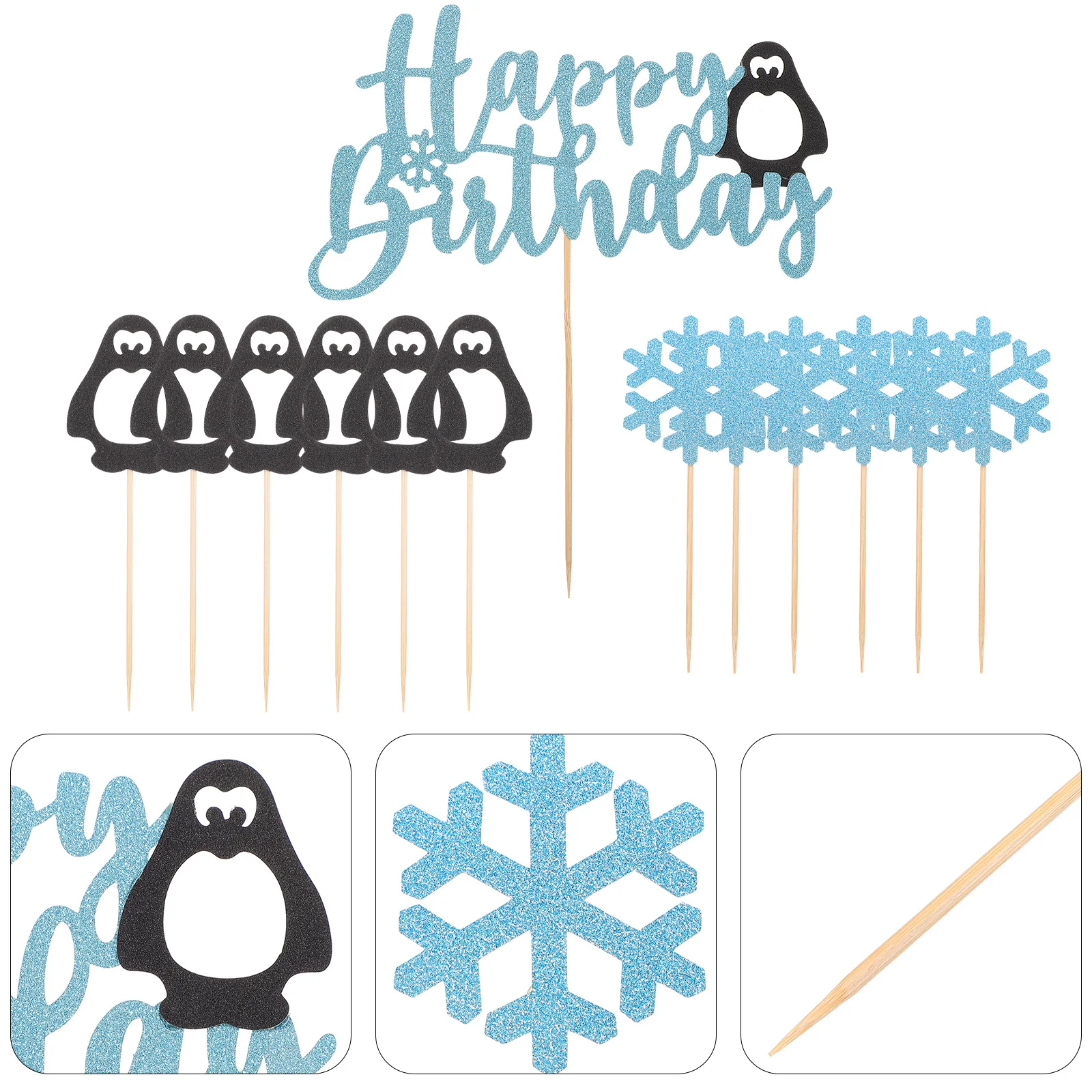 

13Pcs Birthday Penguin Insert Cards Exquisite Christmas Party Cake Toppers Festive Cupcake Decorations Christmas Cake Toppers