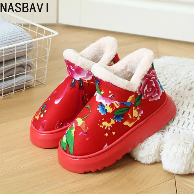 

Zapatos 2025 Winter New Retro Ethnic Style Woman Shoes Comfort Anti Slip Women's Ankle Boots Simple Versatile Women Cotton Shoes