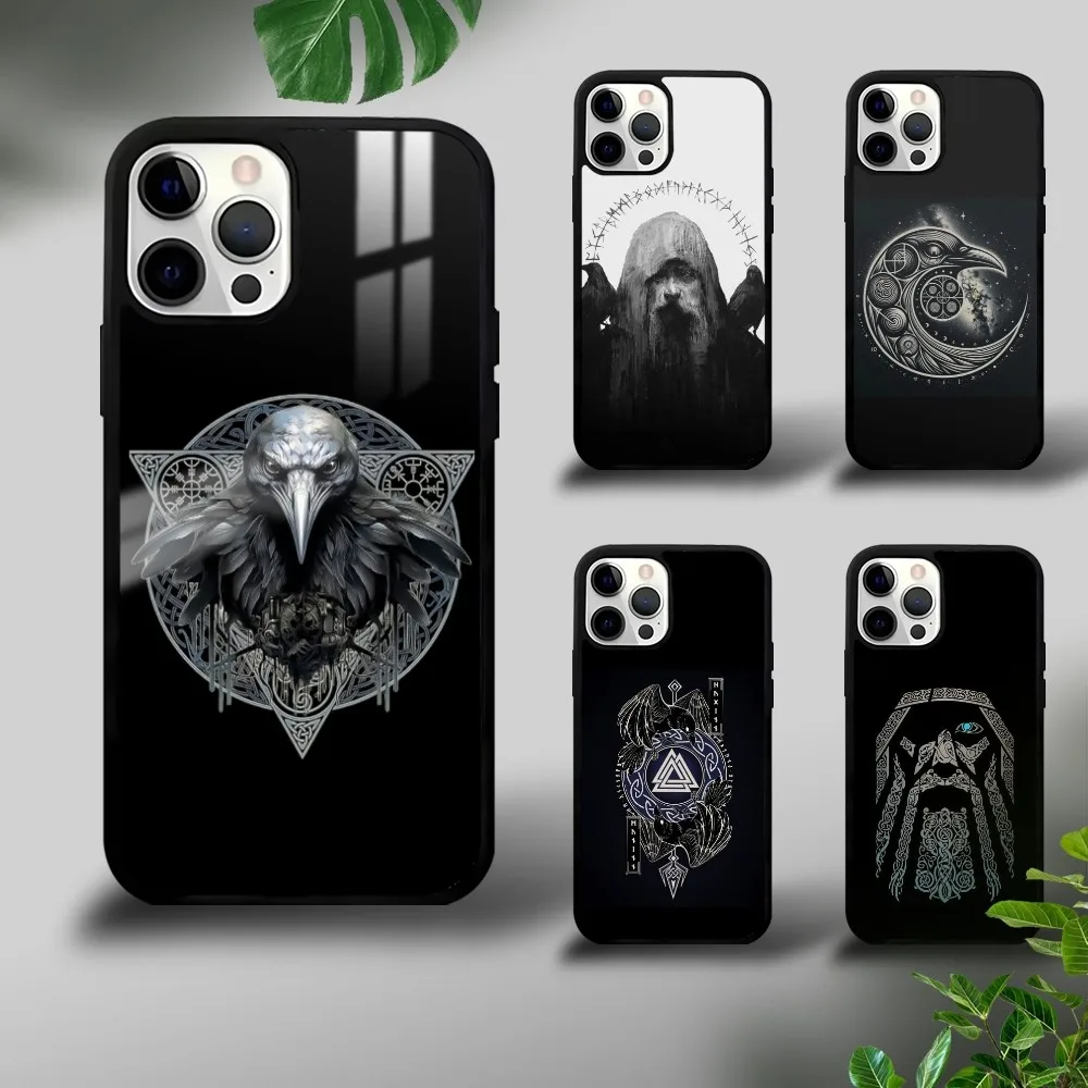 Odin Ravens N-Norse Myth Phone Case For iPhone 16 15 14 13 12 11 Pro Xs Max Mini Plus Celulares Hard Funda