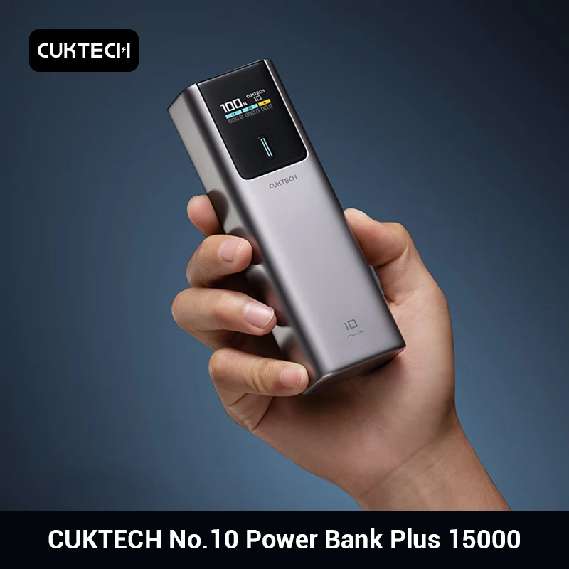 CUKTECH No.10 Power Bank Plus 15000 120W MAX 2-Port Output Portable Charger PD PPS For Macbook Sumsung S24 iPhone 16 Xiaomi 14