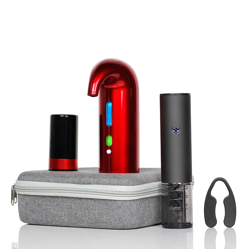 Portable Quick Electric Wine Decanter and Electric Bottle Opener Wine Zipper Kit Rechargeable Electric Wine Aerator Dispenser