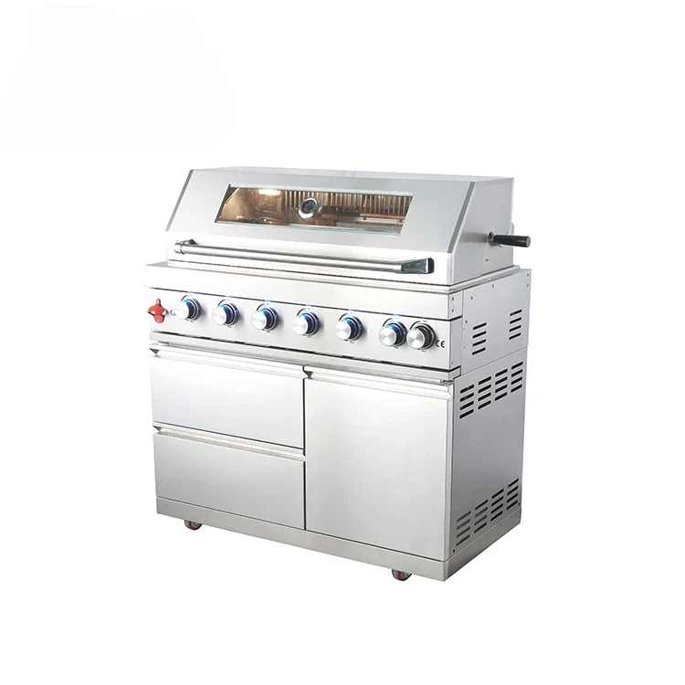 

Hot Sale Professional Silver Outdoor Baking Oven Barbecue A Bbq Gas Grill With Trolley