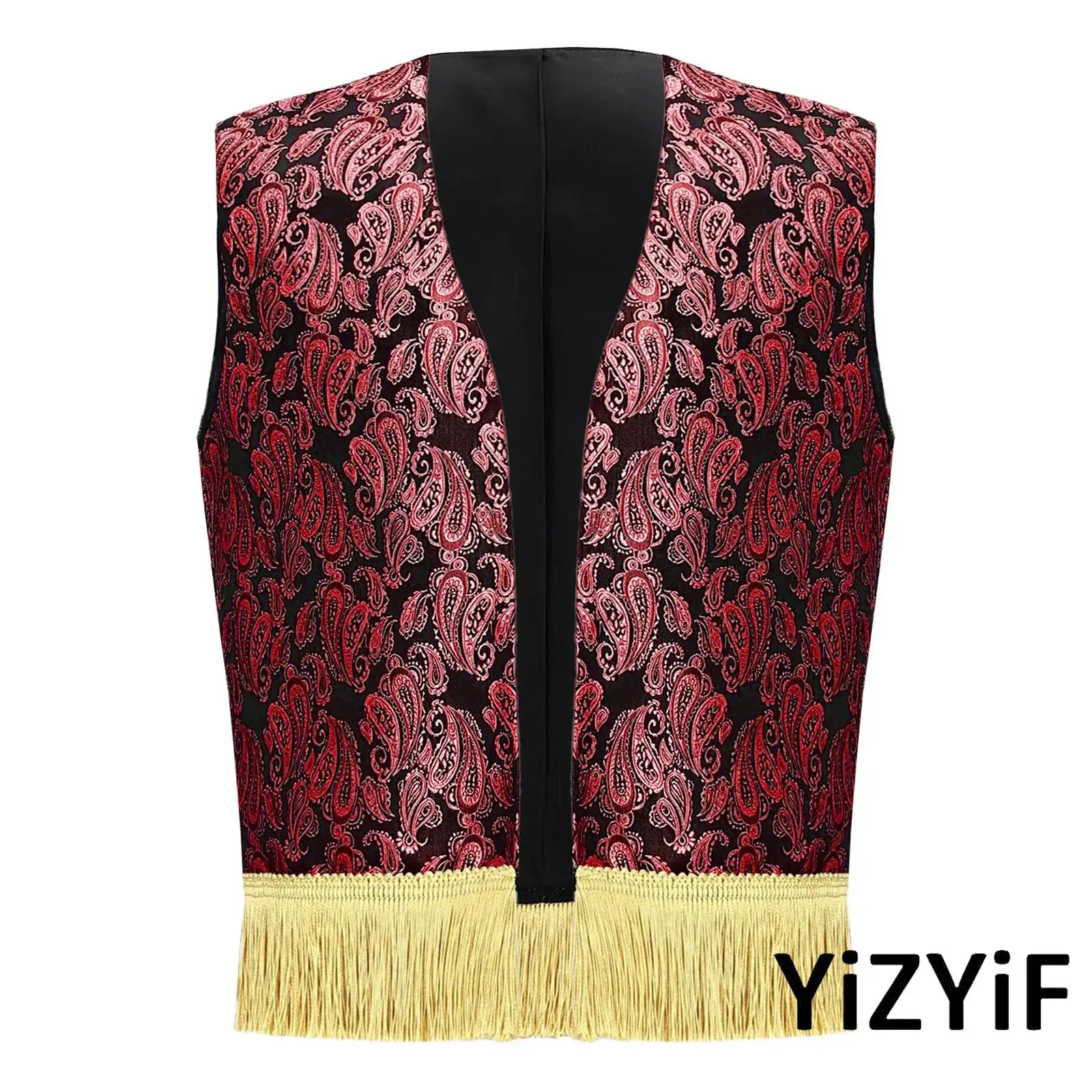

Royal Arabic Prince Vest Kids Boys Fringe Open Waistcoat Eid Halloween Dress Up Costume Adjustable Sash Daily Wear Stage Outfit