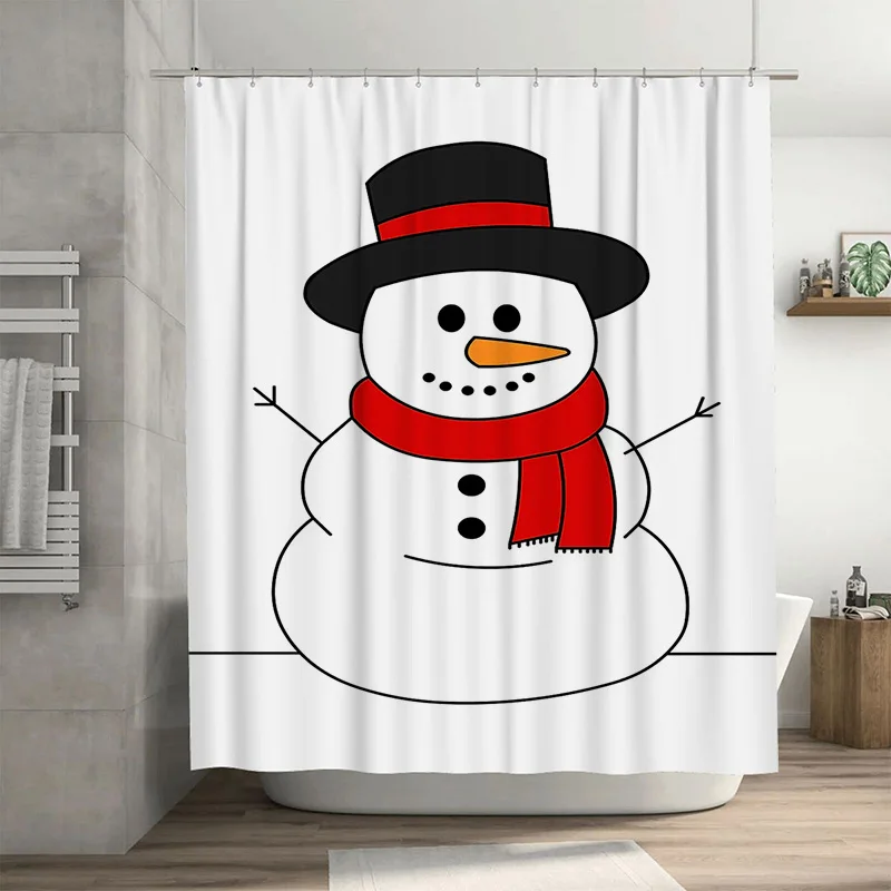 

Tuniu очаровательный снеговик занавеска для душа зимний праздничный декор праздничный набор для ванной комнаты водонепроницаемый очаровательный рождественский тематический фон