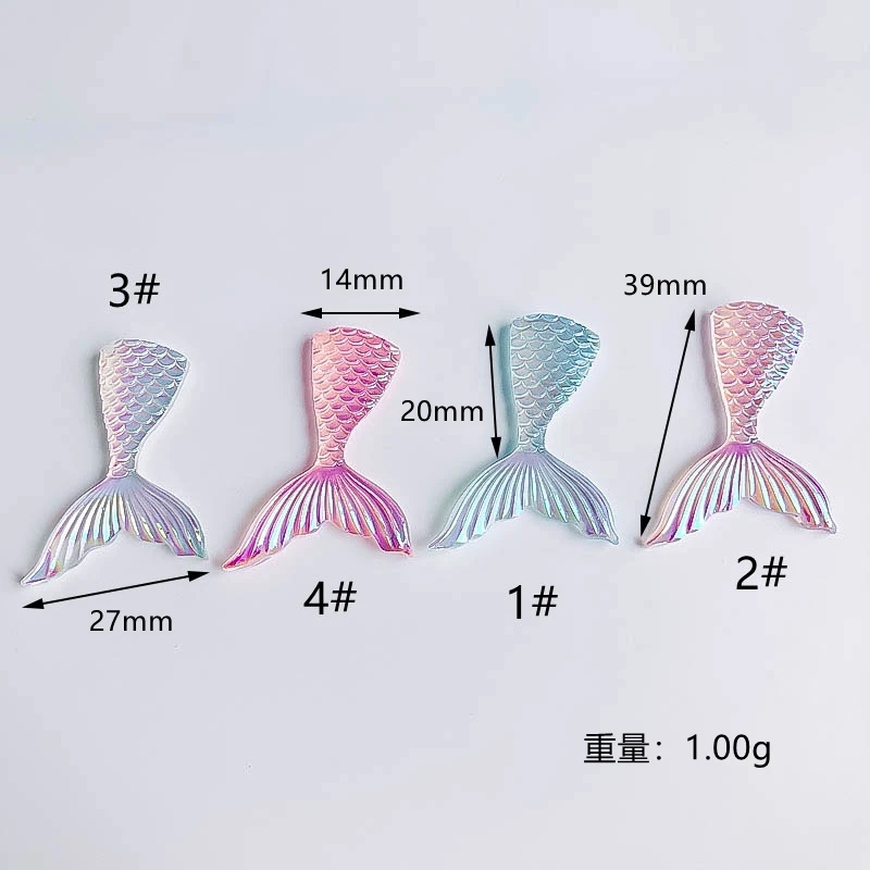 Acrylic Resin Fish Tail Shape Patch Eardrop Accessories Pendant Necklace Charms Diy Craft Material Jewelry Supplies Making 20pcs