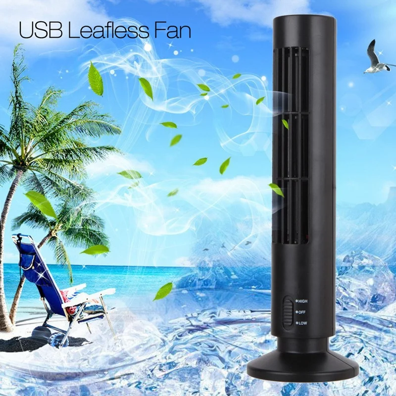 USB Rechargeable Tower Fan, Cooling Portable Fan Standing Bellyless Fan Air Conditioner Bedroom Kitchen Office