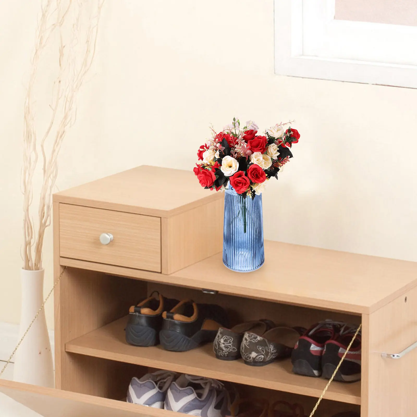 

1 шт. Ретро-ваза из стекла с вертикальными полосами, прозрачная, декоративная, для цветочных композиций, украшение для дома, стола, рабочего стола, современный скандинавский стиль, цветочный горшок