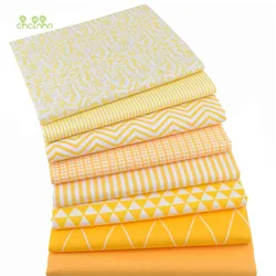 Chainho,Printed Twill Weave Cotton Fabric,Patchwork Cloth,DIY Sewing Quilting Material,Yellow Geometric Patterns,20x25cm,281-290