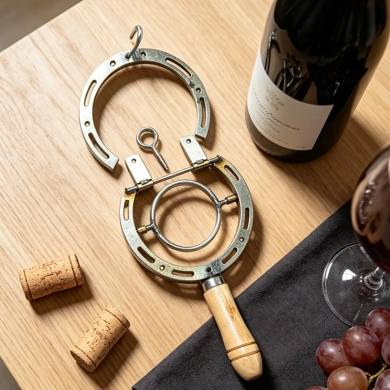 Wall Mounted Wine Bottle Opener Vintage Horseshoe Design Kitchen Wine Opening Tool Farmhouse Corkscrew For Housewarming Home Bar