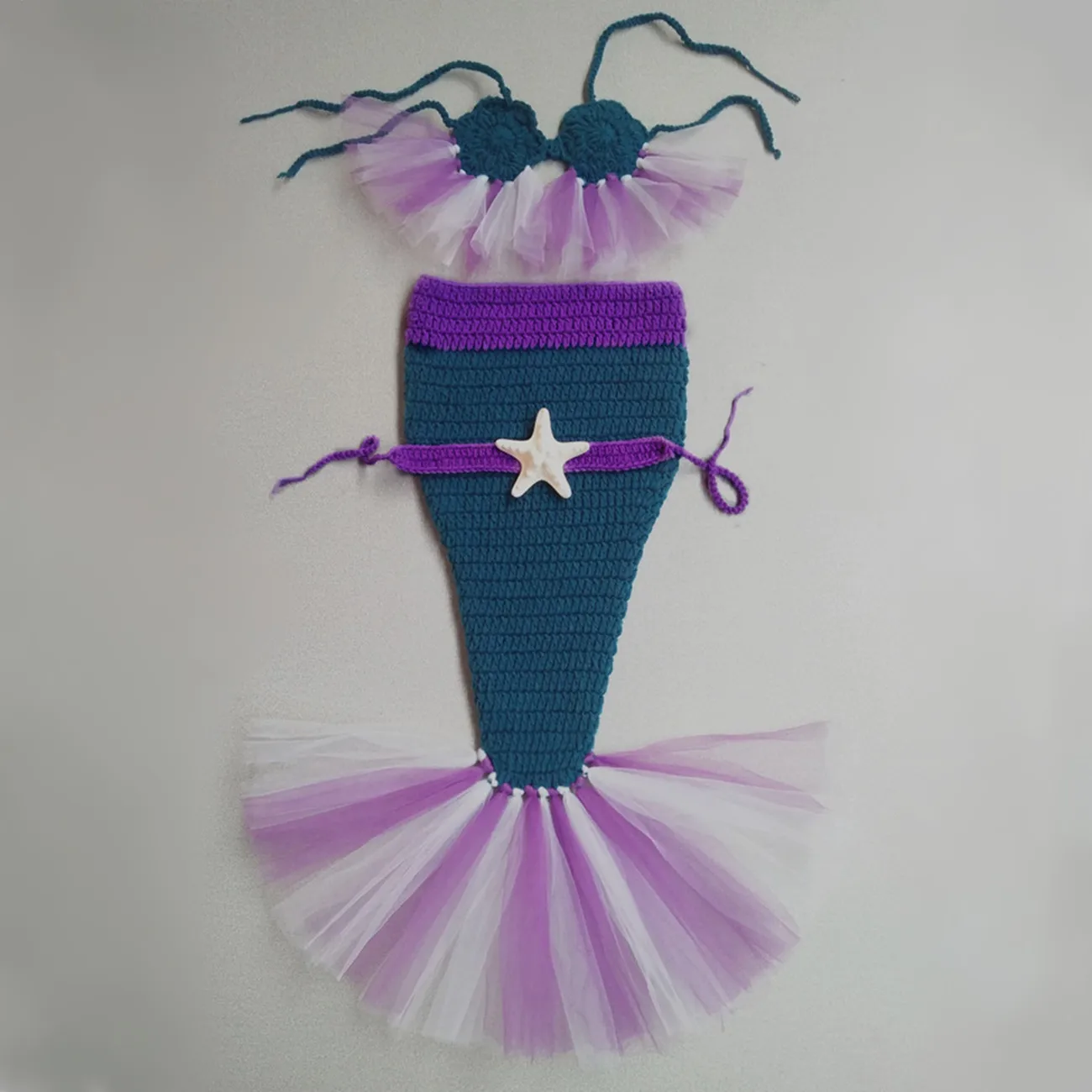 0-6M Newborn Baby Photography Clothing Hand-woven Pearl Mermaid Set Baby Photography Props Girls Photoshoot Outfit Souvenirs