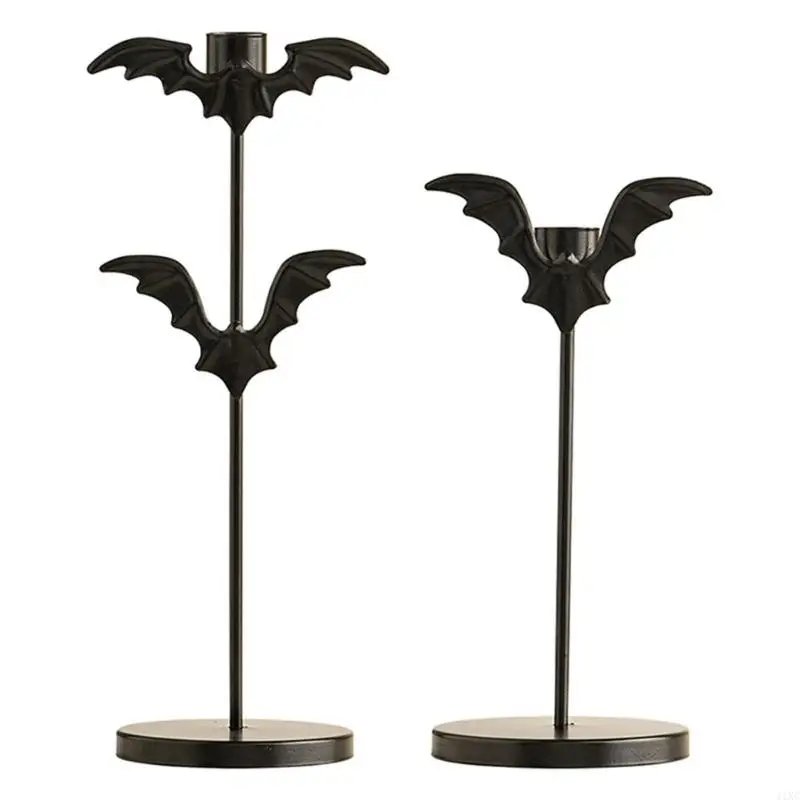 Rustproof Bat Candelabra Halloween Decoration Iron Taper Candlestick Holders Easy Installs Gothic Table Centerpieces