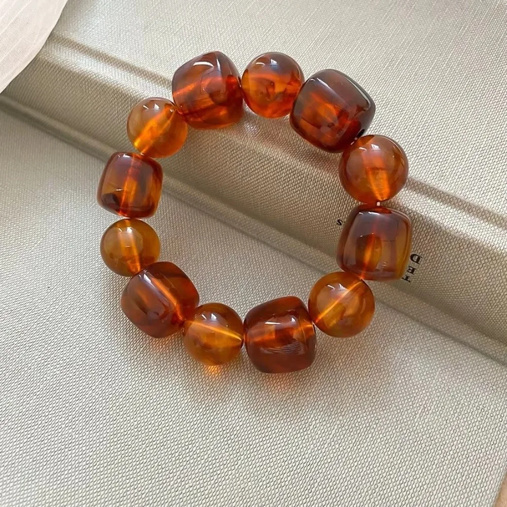 Korean Acrylic Beaded Bracelet Irregular Square Round Geometric Bracelet European and American Women Wristband Hand Accessories