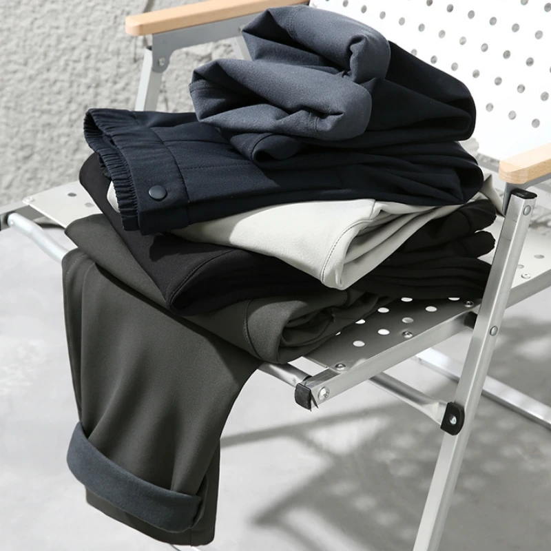 Winter Upade Version Italian Luxury Fce Lined Thiened Men's Outdoor Windproof Soft ell Casual Pants Warm Comfortable