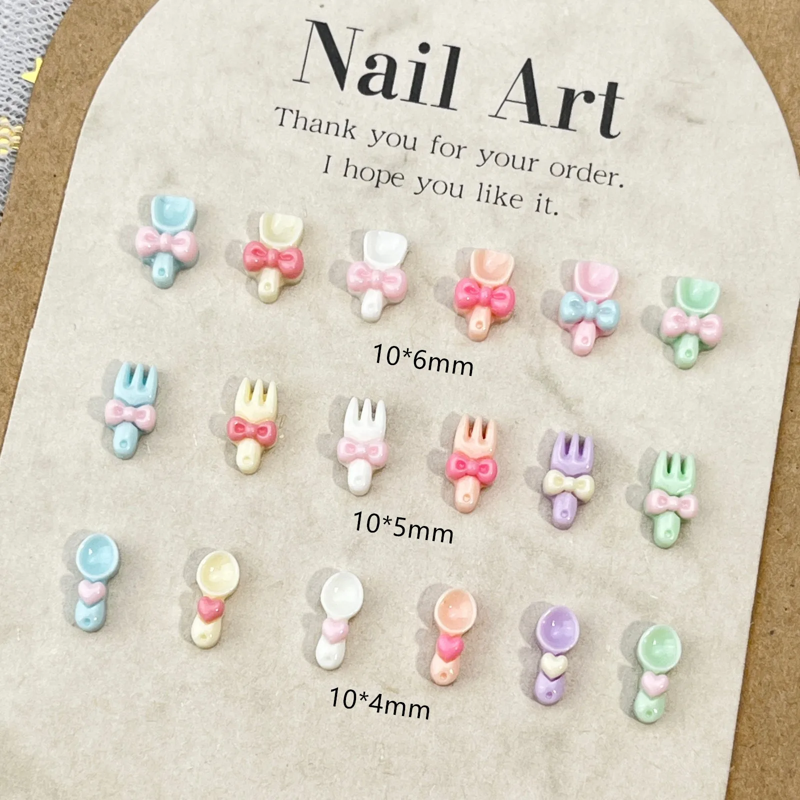 

50Pcs Mini Macaron Cutlery Nail Charms - 3D Tiny Forks & Spoons for Whimsical Kawaii Nail Art
