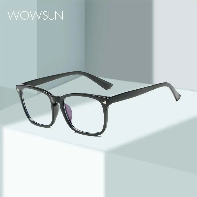 WOWSUN Women Oversized Black Anti Blue Ray Light Filter Leopard Glasses for Computer Protection Blocking Gaming Men Eyeglasses