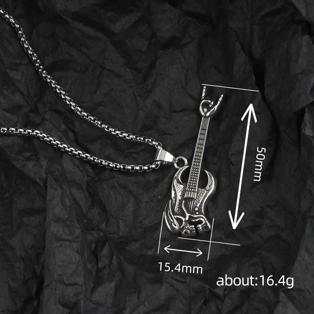 الرجعية الجمجمة باس الغيتار قلادة قلادة للرجال النساء الهيب هوب الشرير نمط اليد لفتة الترقوة سلسلة مجوهرات الأزياء Y2K هدية