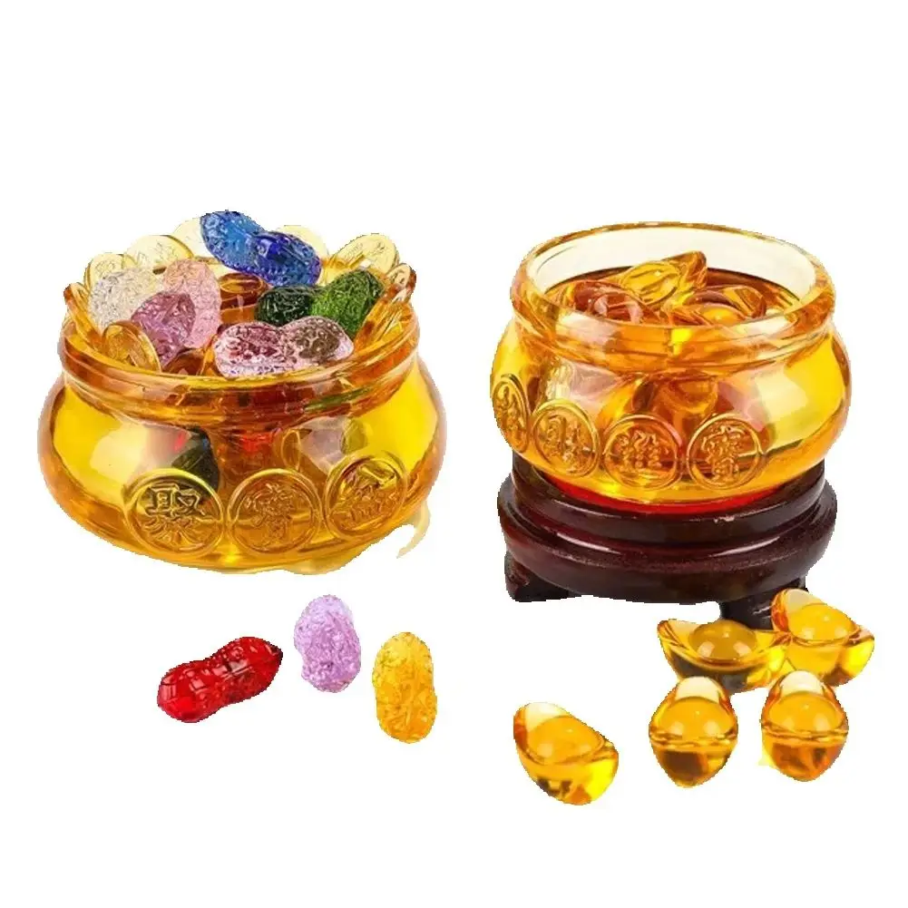 1pc Feng Shui Chinese Treasure Bowl Wealth Pot Colorful Citrine Cornucopia Ornaments for Attracting Prosperity Home Decoration