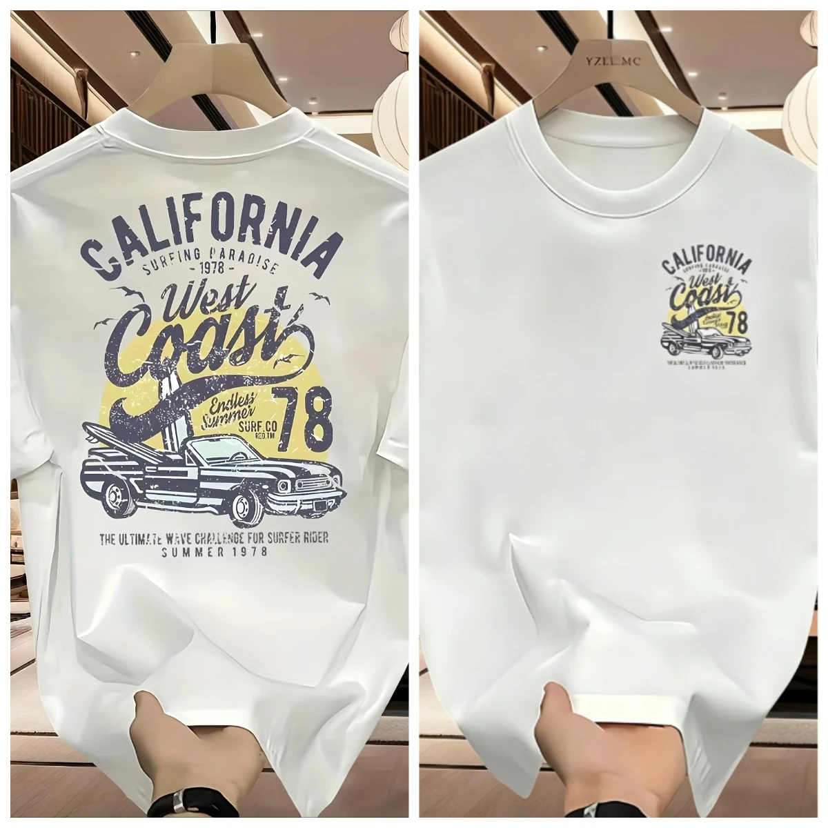 2026Vintage California West Coast Surfing Graphic T Shirt Men Oversized Short Sleeve Tee Retro Surf Paradise 1978 Streetwear