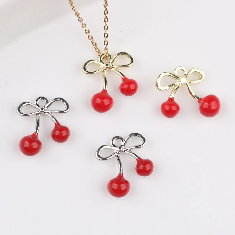

10 шт., милые модные подвески в форме вишни, аксессуары для изготовления ювелирных изделий, браслеты ручной работы «сделай сам», ожерелье, серьги, украшения, сладкий стиль