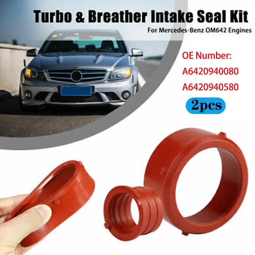 

1pc Car Red Turbo Breather Intake Seal Kit Turbocharger Sealing Gasket For Mercedes-Benz OM642 OEMA6420940080 Car Accessories