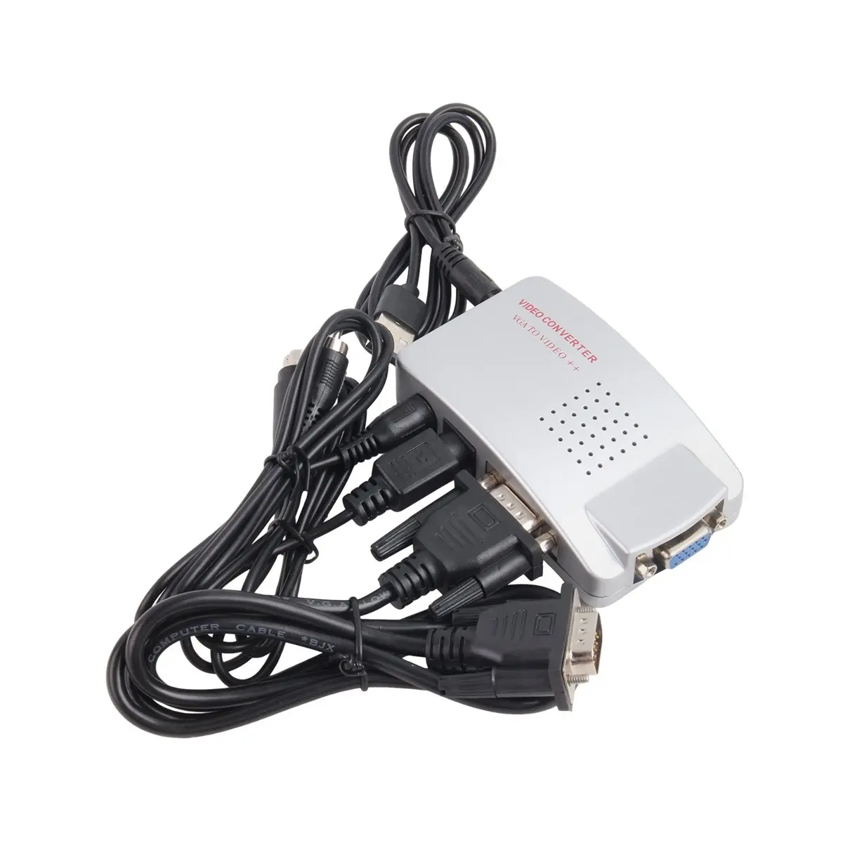 VGA to AV PC Converter Box VGA to TV AV Signal Adapter Converter Video Switch Box Composite Supports NTSC PAL