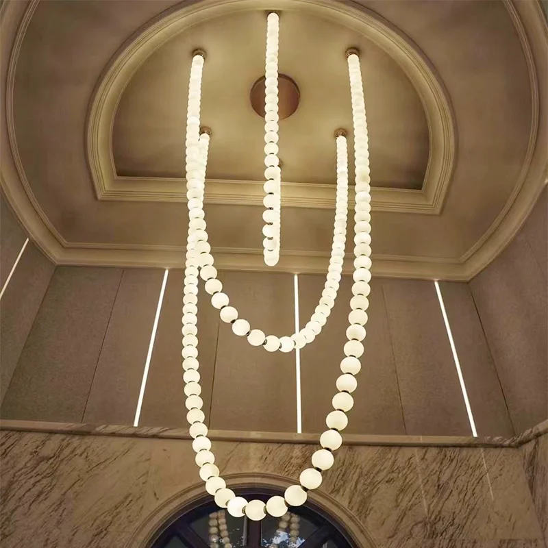 

Contemporary Pearl Necklace Hanging Chandelier Lighting for Staircase Entryway Home Decoration and Appliance Modern