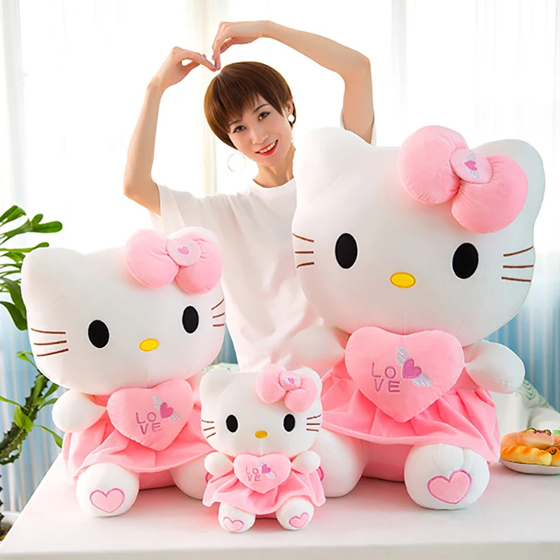 

Hello Kitty Plus Doll Sanrio Toys Heart Hugging Kt Pink Kitty Cat Pacify Cartoon Figure Gift for Girl Animal Plush Toys