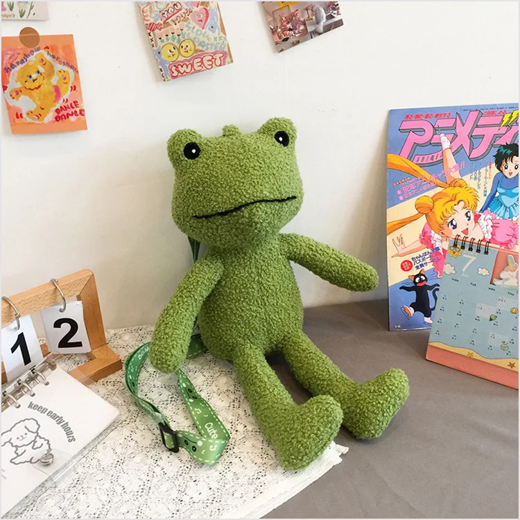 Cute Frog Plush Bag Toys Stuffed Animals Doll CrossBody Shoulder Bag Backpack Coin Purse Wallet Pouch Children Girls Boys Gift