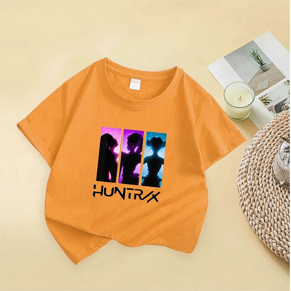 

2025New Huntrix Silhouette Tees Short-Sleeve Tops 11 Colors Loose Casual Apparel Sporty Casual Tees Popular Wear Baby Clothing