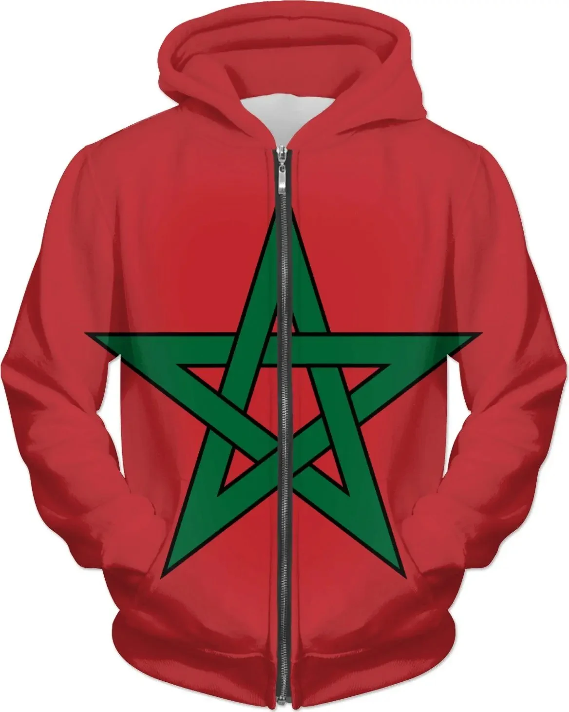 Morocco National Emblem Zipper Hoodies 3d Print Sweatshirts Men Women Hooded Oversize Hoodie Kids Zip Up Sweatshirts Tracksuits