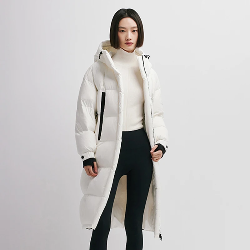 Chericom medium and long solid color hooded thickened down jacket 2024 women's autumn winter straight long-sleeved zipper coat