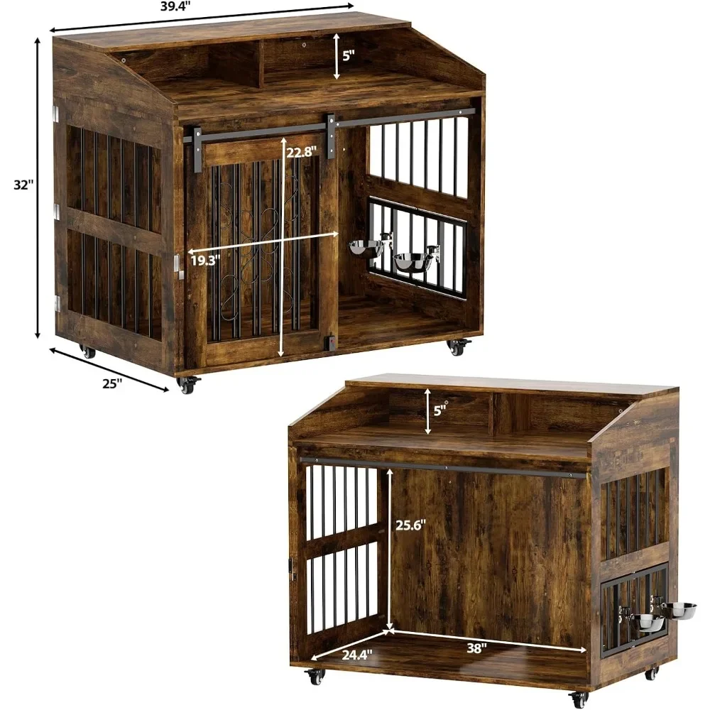 40 Inch Dog Crate Furniture With Sliding Barn Door House Decorative Dog Cage Easy Assembly Pet Kennel Home Freight free