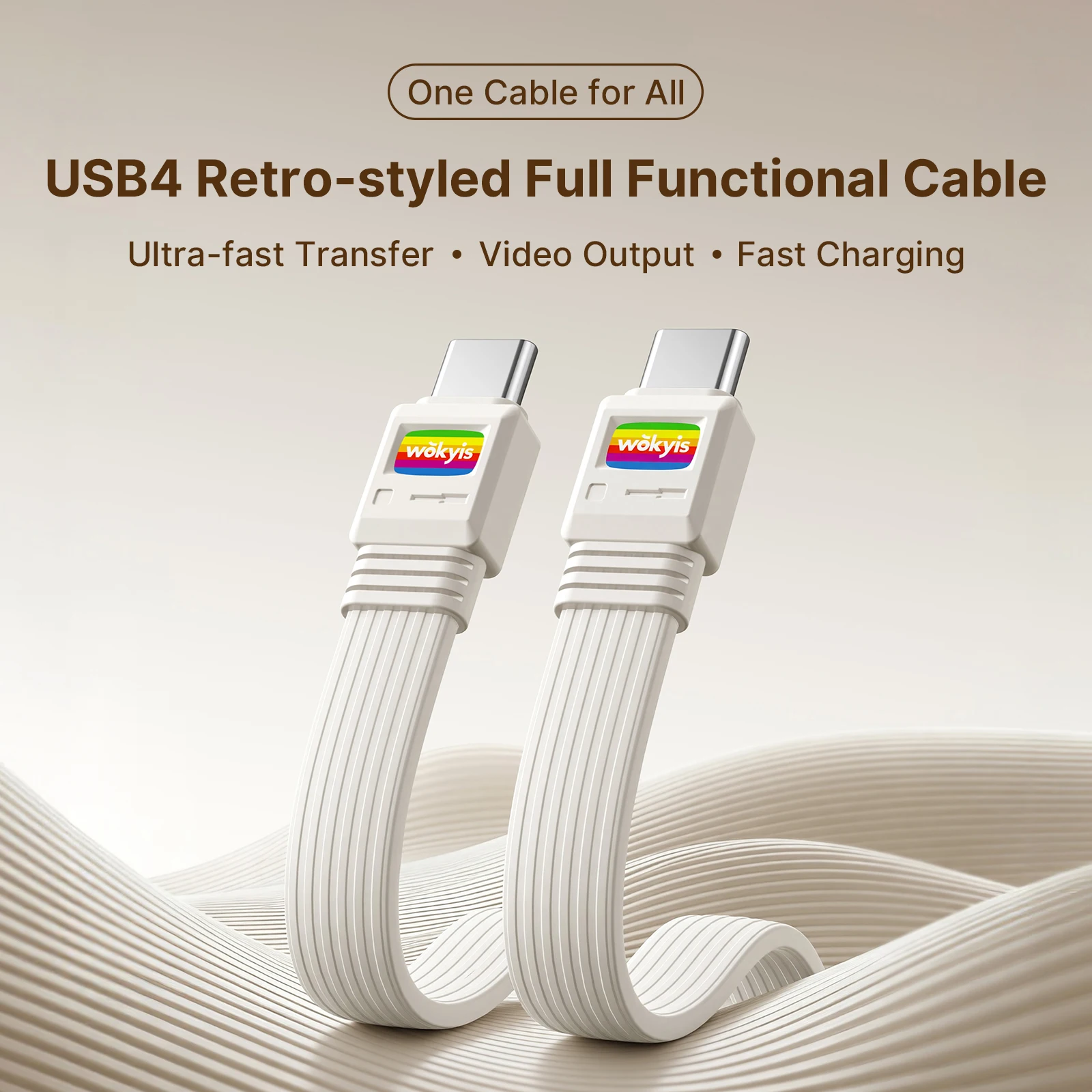 Wokyis USB C to USB C Full Function Cable Super Soft USB4 80Gbps 8K 240W Fast Charging Cord for Thunderbolt 4/5 iPhone Laptop