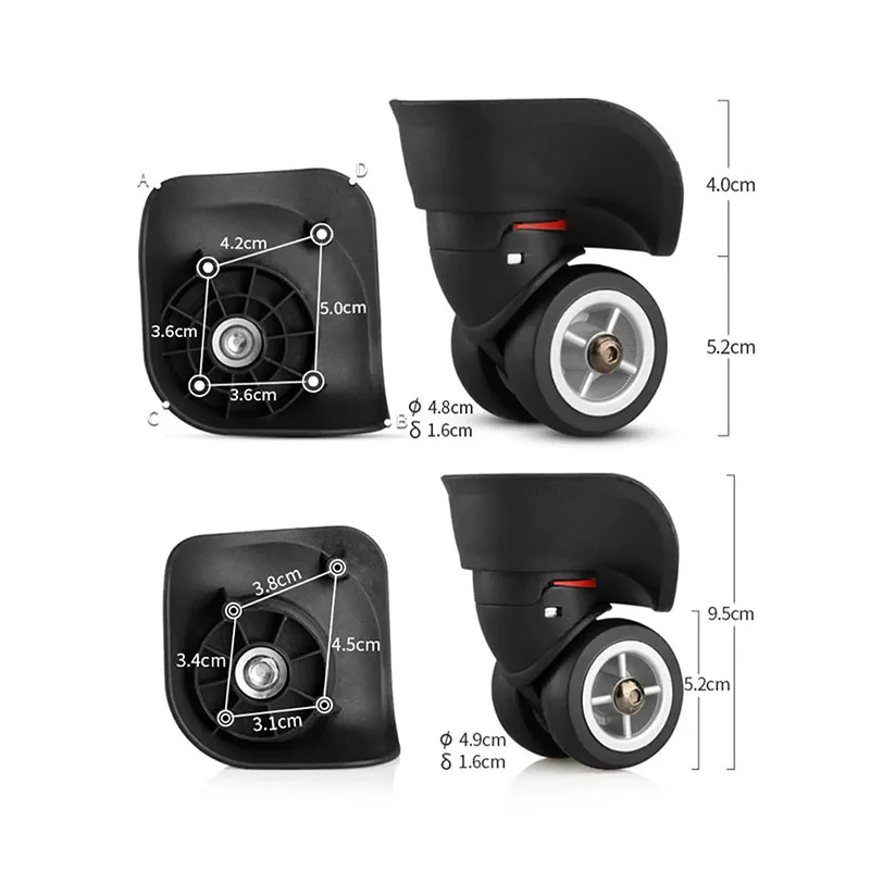 Roulettes pivotantes universelles pour bagages de voyage W029, roulettes silencieuses pour valise, roulettes de remplacement pour trolley