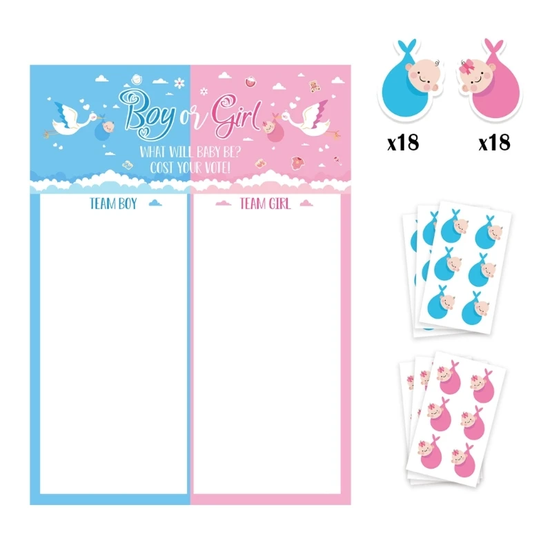 C63B Baby Shower Game Scratch Off Card Tickets Boy or Girl Gender Announcement Cards