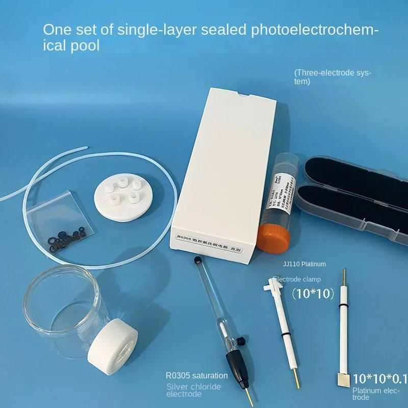 Célula fotoelectroquímica selada de camada única + três eletrodos (como conjunto completo)