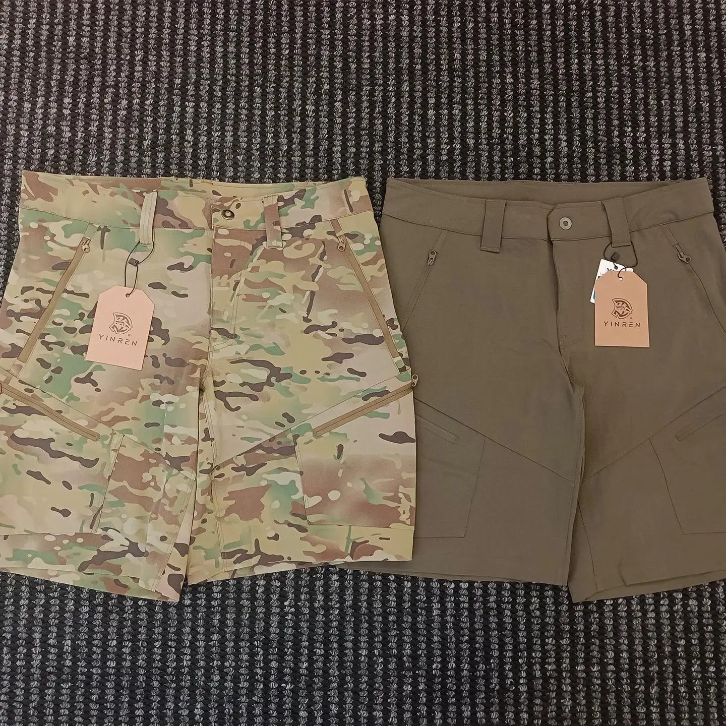 شورت تكتيكي سريع الجفاف للرجال بدون، سروال قصير مرن بأربعة جوانب مقشر برتقالي، ملابس مموهة، سروال للتنزه #1