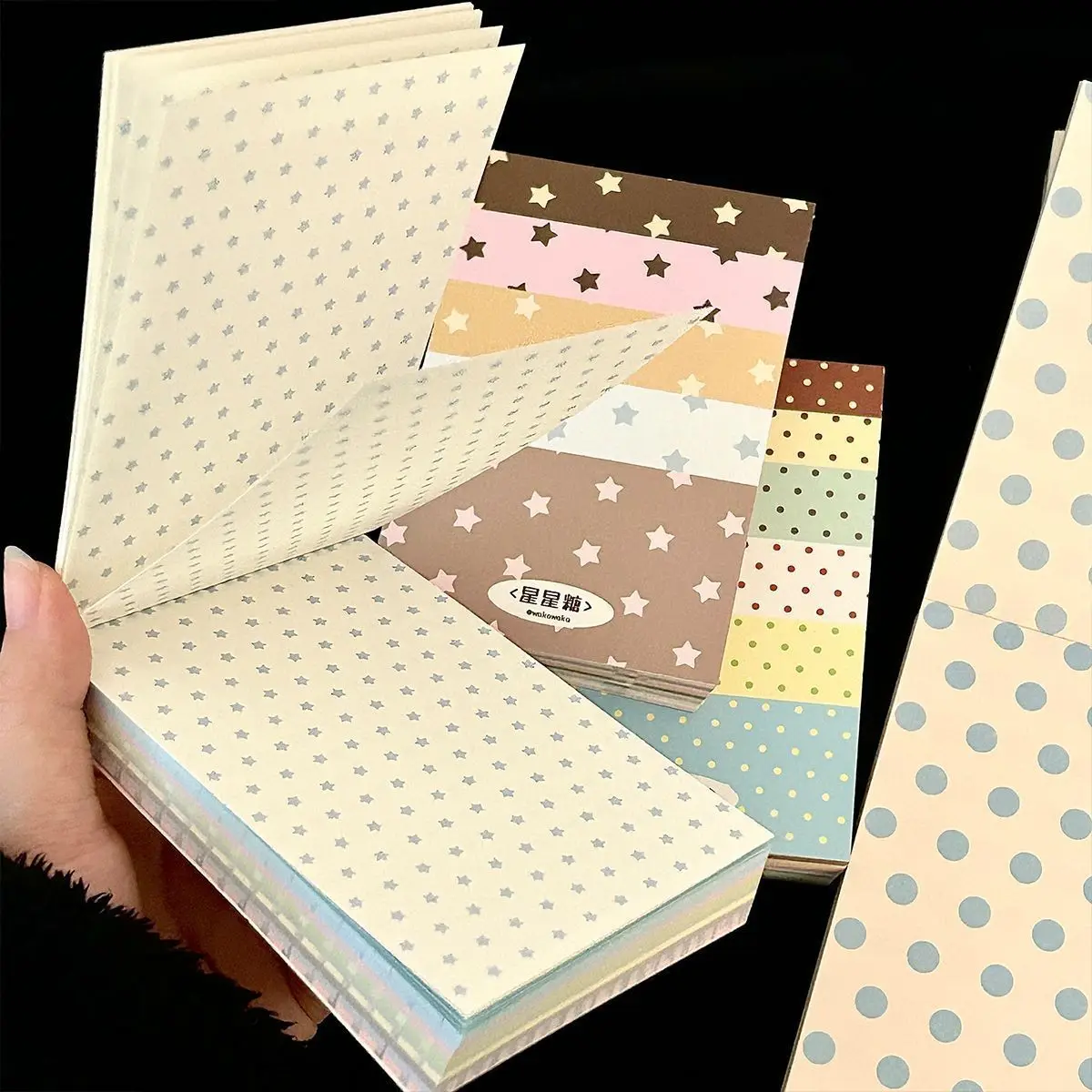100 Blatt A7 Polka Dot Notizbuch, doppelseitig, zerreißbar, Scrapbook-Aufkleber, DIY, Tagebuch, Lernmaterialien, Hintergrundpapier – Detail 3